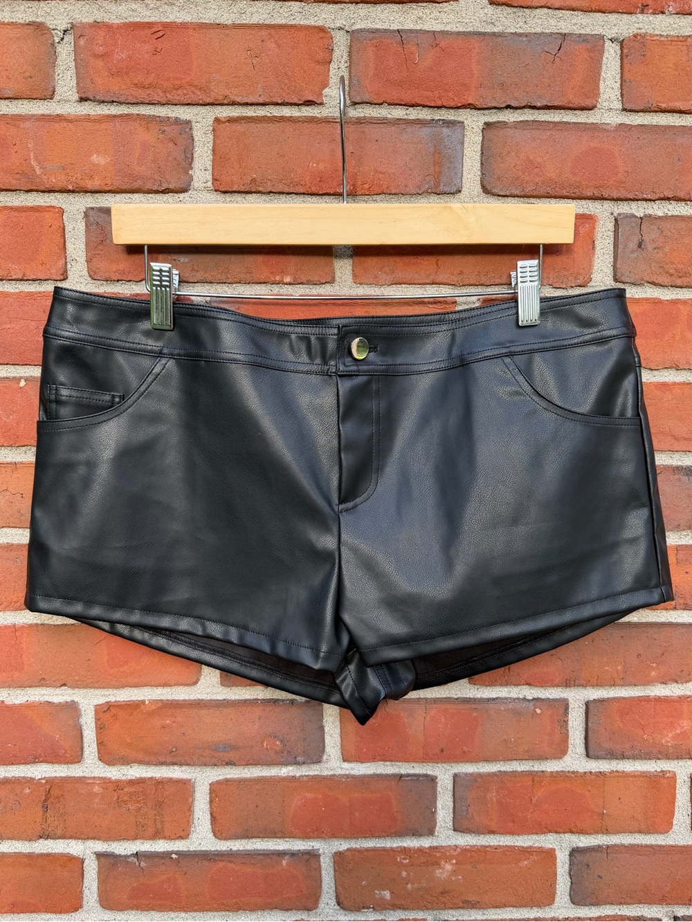 Superdown Black Gianna Faux Leather Shorts